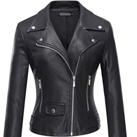 Women's Faux Leather Moto Biker Short Coat Jacket
